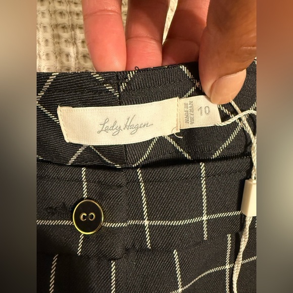 NWT Lady Hagen Black Checkered Pants Size 10 - Picture 11 of 11